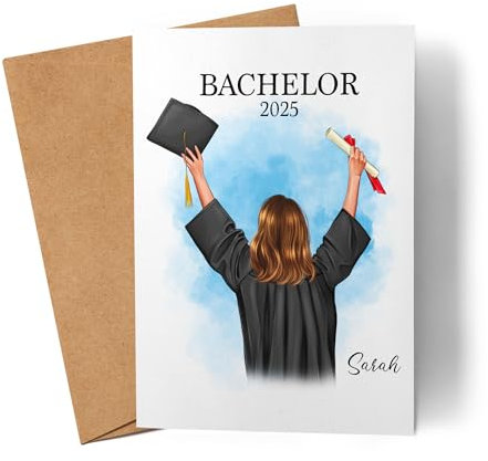 Kiddle-Design Bachelor Karte Personalisiert Frau Abschluss Bachelor Geschenk Bestandene Prüfung Studienabschluss Absolvent Glückwunschkarte Graduation Deko Examen
