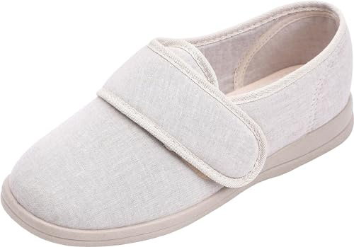 Cosyfeet Jilly - Cream - 7-6E Width - Extra Wide Women's Fabric Shoes