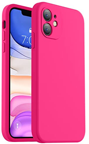 Vooii Compatible with iPhone 11 Case, Upgraded Liquid Silicone with [Flat Edges] [Camera Protection] [Soft Anti-Scratch Microfiber Lining] Phone Case for iPhone 11 6.1 inch - Hot Pink