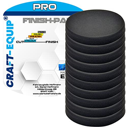 10er Sparpack Craft-Equip PRO RO Polierschwamm Polierpad mit Klettverschluss Made IN EU (10er Sparpack 125mm RO Polierschwamm Finish Grau)