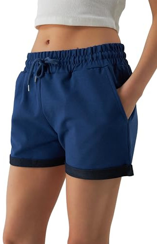 Smith & Solo Kurze Hose Damen - Shorts Sommer Hosen, Laufhose Kurz Sporthose, Trainingshose Sportshorts Women Laufshorts (Navy, M)