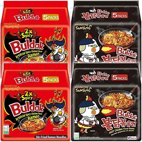WaNaHong Samyang Hot Chicken Flavour Ramen Noodles Box - Original (10 Packs) & Double Spicy (10 Packs) - HALAL