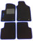 ASC Tappetini Auto Compatibili con Fiat 500 3 Porte 2012-2022, Moquette con Logo Ricamato, Bordo Blu, Bottoni e Battitacco