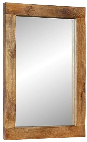 vidaXL Spiegel, Schminkspiegel mit Holzrahmen, Wandspiegel Kosmetikspiegel für Wohnzimmer Schlafzimmer, Badspiegel Flurspiegel, Massivholz Mango Glas