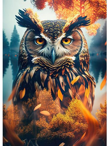AIRDEA DIY Eule Diamond Painting Set Erwachsene Kinder, Eule Diamant Painting Bilder 5D Landschaft Diamant Kunst Tier Diamant Malerei Set Cross Stickerei Malerei Kits für Heimdekor 30x40 cm