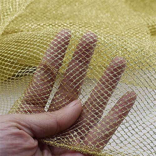 Tela De Malla Dorada Y Plateada, Tejido De Urdimbre, Tela De Red De Pesca, Bolsa De Lavandería, Tela De Red Dura Fuerte, Tela De Costura DIY Para Vestido Gold 90X135CM