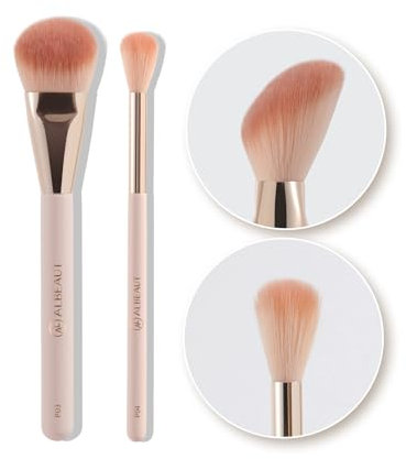 Albeaut Face Brush for Blush, Bronzer, and Contour Highlighter Makeup Brush Set for Flawless Face Makeup Application - Vegan & Cruelty-Free (Face Brush + Blender)