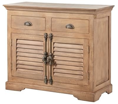 MASSIVMOEBEL24.DE | Toulouse Sideboard aus Massivholz #07 aus Mangoholz - beige, geölt 2 Schubladen - 2 Fächer 107x45x90 cm Kommode Tv-Sideboard Wohnzimmer-Schrank Landhausstil