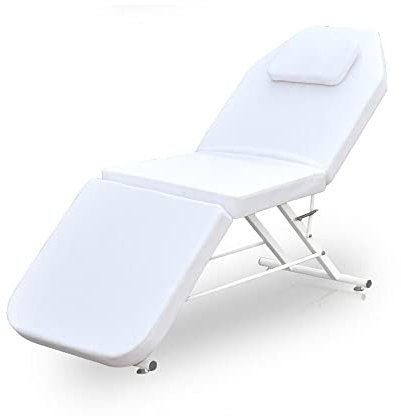GramStudio Mobile Massagelige, 3 Zonen Klappbar Massagetisch SPA Salon Bett Gesichtsbett Beauty Massage mit Kopfkissen, Weight-Bearing 200-250kg, Weiß