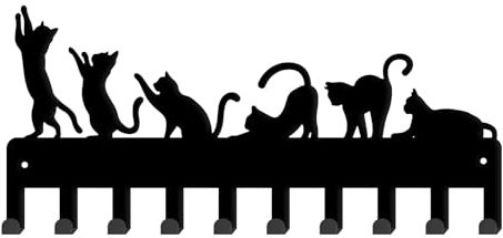 SUPERDANT Katzen Schlüsselbrett 6 Stil Katze Dekorativ 10 Haken Schlüsselhalter Wandmontage Eingangsbereich Schlüsselleiste Hundeleinenhaken Regenschirmhaken Personalisierter Schlüsselhalter