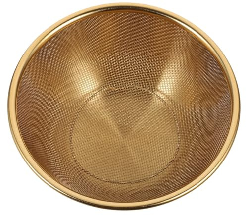 PRETYZOOM Set Colini Scolapasta in Acciaio 2 Pezzi Colino Per e Ciotola Drenante Per Frutta e Design Resistente 24 Cm Color Oro