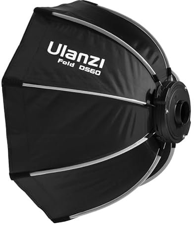 Mini-Softbox mit Bowens-Halterung, achteckig, Speedlite, Studioblitz, Blitzlicht, Blitzlicht, mit Tragetasche, leicht, kompatibel mit Ulanzi 40 W/40 W Pro/60 W Videolicht, 60 cm