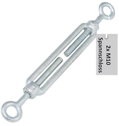 Drahtseil Spanner Spannschloss Drahtspanner Auge-Haken/Öse-Öse M12 M10 M8 M6 Sonnensegelbefestigung verankern Seilspanner Spannschlösser (Öse-Öse, 2 Stück, M10)