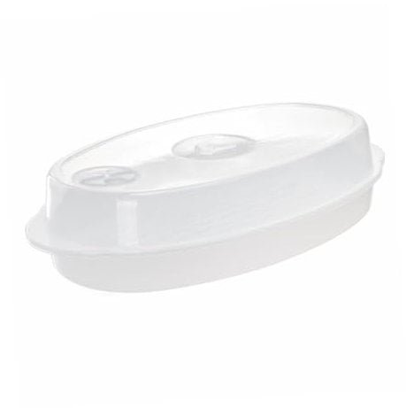 Folpus Microwave Steamer Cooker Steamed Fish Container Easy to Store Locking Steam Vent Lid Tray Basket for Steamed Fish Bread Bun