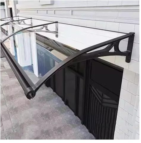 Eingangsvordach Starke Tragfähigkeit Durchsichtiges Vordach Gebogene Ausführung für Carports, 100x120cm Qulamrdk(Size:60x180cm)