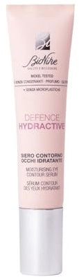 BioNike Defence Hydractive Feuchtigkeitsserum für die Augen mit Hyaluronsäure und Sheabutter, gegen Augenringe und Anti-Borse, feuchtigkeitsspendend bis zu 48 Stunden, Tri-Kugel-Massage-Applikator, 15