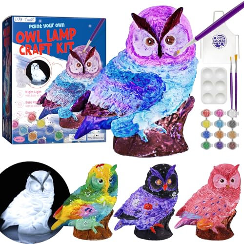 Paint Your Own Owl Lamp Kit, Art Supplies Arts & Crafts Kit, Painting kit for Kids 6-12, Arts and Crafts for Kids Ages 8-12, Toys Girls Boy Birthday Easter Gift Ages 3 4 5 6 7 8 9 10 11 12+