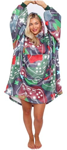 GC GAVENO CAVAILIA PS5 Blanket Hoodie Boys - Sherpa Fleece Wearable Oversized Hoodie Men With Front Pocket - Gamer Hoodies Boy Hooded Blanket Uddie Snuddies Adults