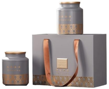 Generische Teedosen-Sets für die Küche, Vorratsbehälter für losen Tee, Glas, versiegeltes Glas, runde Blechdose, chinesisches Retro-Teeset, Doppelglas, Geschenkbox