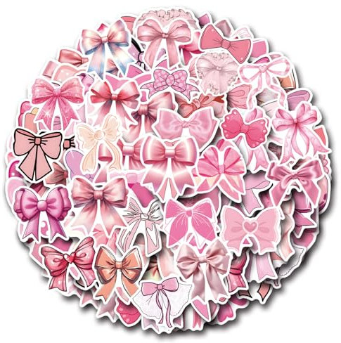 DIWSO 110 Pcs Coquette Schleifen Aufkleber für Scrapbook, Tagebuch, Laptop, Umschläge, Geschenke Tags, Skateboard, Wasserflasche, Fahrrad, Computer, Graffiti, Teenager, Junge, Mädchen, Wasserdicht