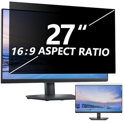 27 Zoll Sichtschutzfilter kompatibel mit 16:9 Breitbild-Display - Monitor,Desktop-PC,Computer, Anti-Spionage/einfache Installation/blendfrei/blockierendes blaues Licht (Desktop 27 Zoll)