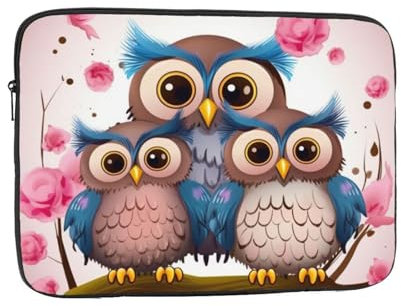 Laptophülle mit niedlichen Eulen, 43,2 cm (17 Zoll), stoßfest, schützende Notebooktasche, tragbare Laptoptasche, wasserdichte Aktentasche, Tasche für Männer und Frauen