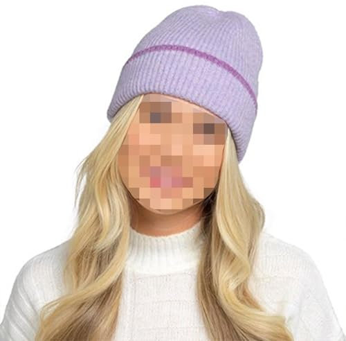 A2Z Ladies Hat Ribbed Brushed Bobble Knitted Beanies Thermal - Hat LH1167 Lilac One Size