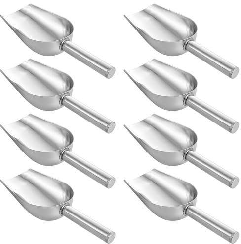 ASelected 8 PCS Ice Scoop, 8oz Stainless Steel Food Sweet Flour Scoop,Stainless Steel Shovel,Metal Scoop Food Scoop Sweet Shovel,Metal Pet Food Scoop for Kitchen Bar Party Wedding Buffet