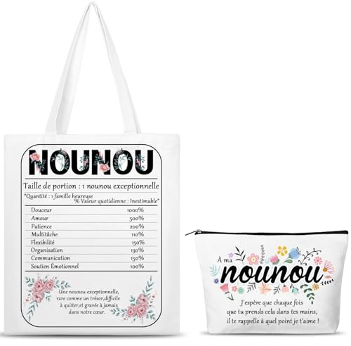 SAKNYUFO Tote Bag avec Petite Pochette Lot de 2 Sacs Coton Tote Bag Femme Sac Tissu Sac Fourre