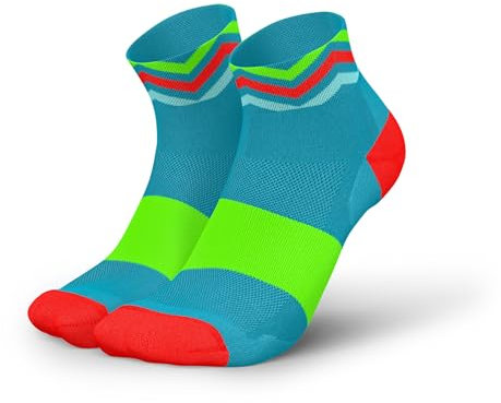 INCYLENCE ULTRALIGHT Laufsocken kurz für Damen und Herren mit leichter Kompression,1 Paar (DE/NL/SE/PL, Numerisch, 43, 46, Regular, Regular, Waves Cyan Green)