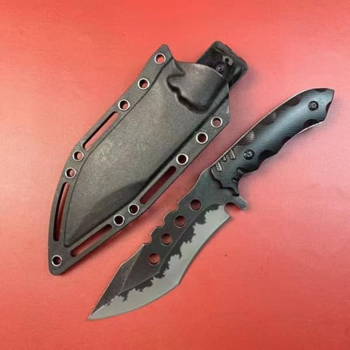 Genérico TEERMA P6Q Cuchillo de supervivencia Cuchillo de caza de hoja fija enfundada Cuchillo de acero de una pieza para exteriores Ideal para acampadas y actividades al aire libre
