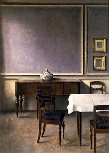 HRJUBWREE Retro Picture Art Painting Wall Poster Interior with Punch Bowl Vilhelm Hammershoi Vintage Art Print for Home Decor 60x90cm