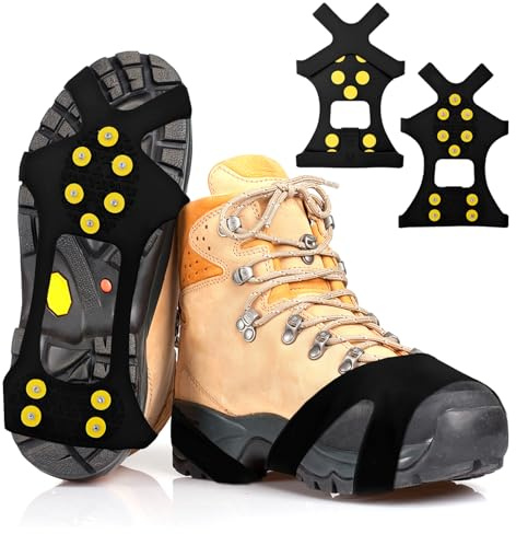 Spikes für Schuhe Winter, Anti Rutsch Schuhkrallen mit 10 Edelstahlspikes, TPE Schlupfdesign, schnell aufsteckbar und faltbar, für EIS, Schnee, vereiste Straßen und Gehwege, EU Gr. 40–43 (L 40-43)
