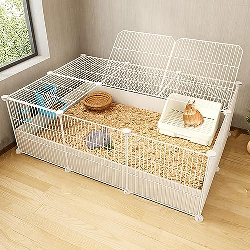 Metalldraht Kaninchenstall – Indoor Kleintierkäfig, DIY Zwingerbox mit großem Bewegungsbereich für Haustiere