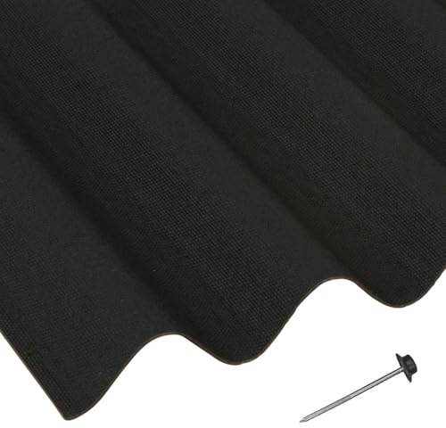 Black Corrugated Roofing Sheets - Shed Roofing Sheets 950mm x 2m x 5 Pack with 100 Fixing Nails