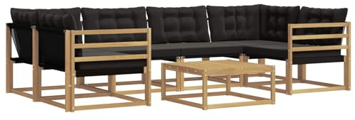 vidaXL Outdoor-Sofagarnitur 7 pcs Weiß und Schwarz 79 x 79 x 37 cm, Garten, modernes Outdoor-Sofa, gemütliches Möbel, langlebige Lounge, perfekte Terrasse-Sitzgruppe