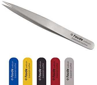 FAUDE Spitzpinzette fein, spitz und präzise für Splitter, Spreißel, Dornen und eingewachsene Haare. Edelstahl 10cm (Edelstahl)