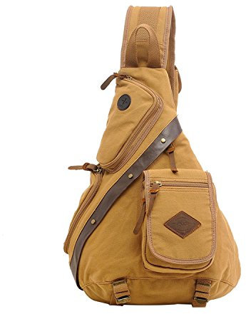 FANDARE Unisexo Bolsa de Pecho Hombres Bolso de Hombro Lona Bolso Messenger Bolso Bandolera para Deportes Gimnasio Viajes Excursiones Senderismo Acampada Caqui