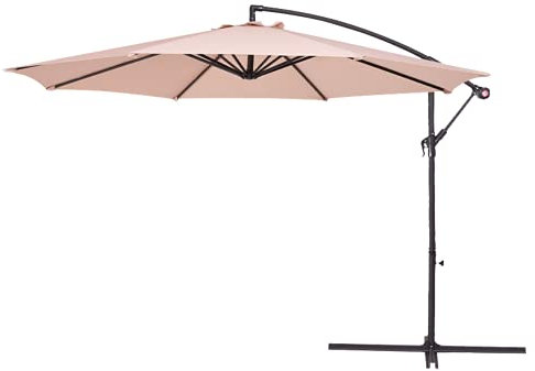 BillyOh 2.7m Parasol Umbrella | UV Resistant Garden 6 Rib Umbrellas | Easy Tilt and Crank | Parasols for Outdoor Garden and Patio (Beige)