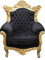 Casa Padrino Barock Antik Stil Wohnzimmer Sessel Al Capone Mod 2 Schwarz/Gold 85 x 65 x H. 127 cm - Limited Edition B!