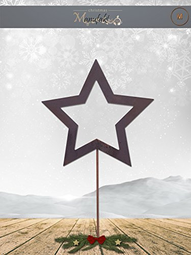 Edelrost Stern am Stab 20cm (Offen Symmetrisch) Wunderschöne Metall Weihnachts-Deko. Ideal für Ihren Hauseingang, im Garten auf Ihrer Terrasse oder in der Wohnung - Winter-Deko von Manufakt-Design