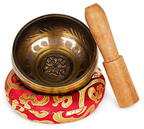 EFANTUR Set cuenco tibetano 7 metales Cuenco nepal con cojín y baqueta Para yoga, meditación, relajación, masajes, curación