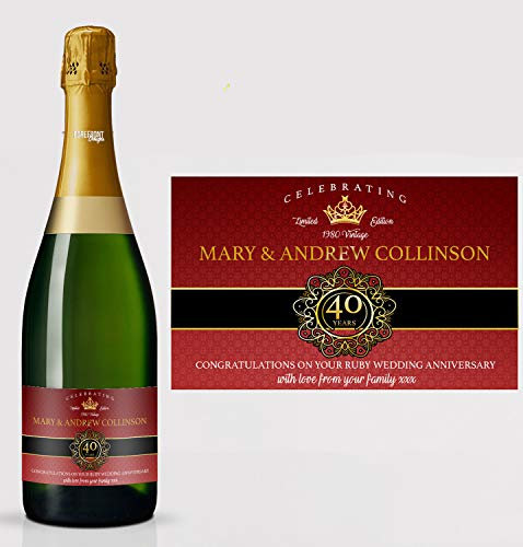 forefrontdesigns Personalised Champagne Bottle Label - Custom Champagne Label Bottle Sticker, Perfect for Weddings, Anniversaries, Birthdays & Gifts - Premium Customisable Prosecco Sticker