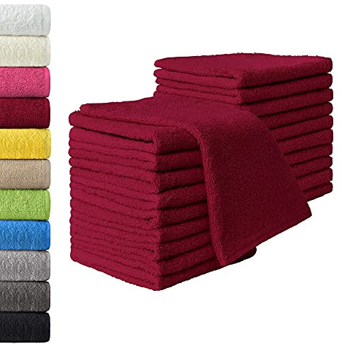 NatureMark Gästetücher – 20er Pack (30x50 cm), 100% Baumwolle, Oeko-TEX Zertifiziert, weich, saugfähig und pflegeleicht – Für Bad, Gäste & Spa – Bordeaux rot