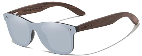 KITHDIA Holz Sonnenbrillen Herren und Damen Polarisierte Sonnenbrille mit Holzbügeln/UV400-Schutz