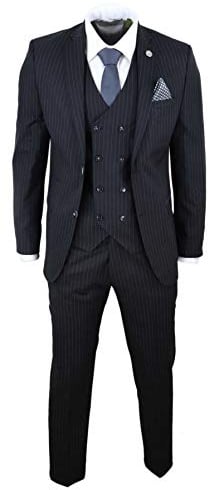 TruClothing.com Herrenanzug 3 Teilig Gatsby 1920 Peaky Blinders Design Ganster Vintage - schwarz