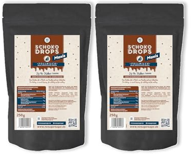 NO SUGAR SUGAR Schokodrops Vollmilch Schokolade mit 39% Kakao Anteil (2x250g) Hergestellt ohne Zuckerzusatz, gesüßt mit Erythrit und Stevia
