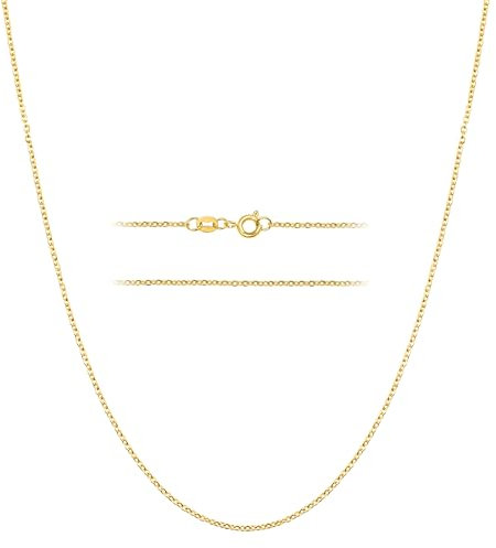 KISPER 24k Gold Cable Link Chain Necklace – Thin, Dainty, Gold Plated Stainless Steel Jewelry for Women & Men with Spring Ring Clasp, 22