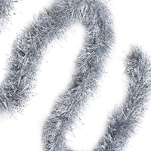 Weihnachtsgirlanden Baumschmuck (3-er Pack) - 2m pro Girlande – Dichte Lametta Tannengirlande in Rot – Rote Girlanden für Weihnachten, Weihnachtsbaum, Deko, Weihnachtsfeier, Dekoration Innen und Außen