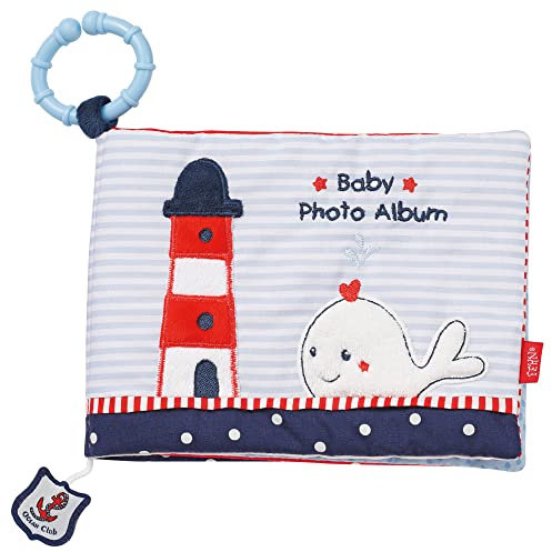 Fehn Fotoalbum Ocean Club – Erinnerungsbuch Fotobuch zum Selbstgestalten und Fühlen aus Stoff – Babyalbum Spielzeug zur Geburt für Babys und Kinder ab 0+ Monaten zum Gesichter + Namen merken